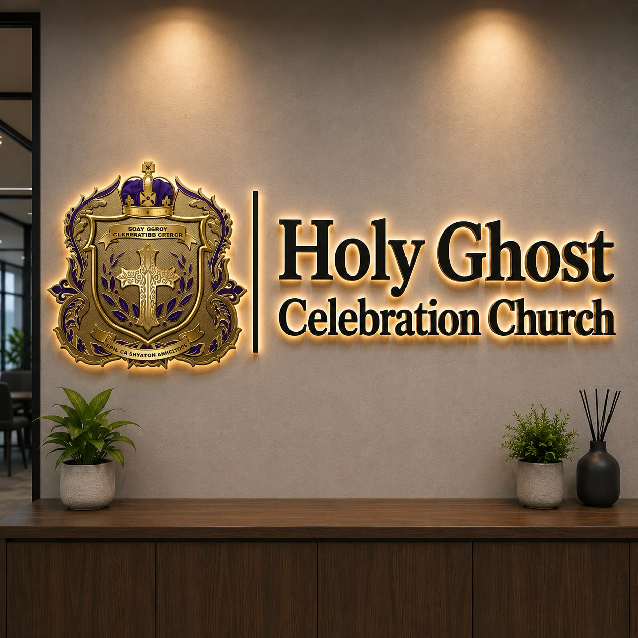 Premium 3D Metal Backlit Sign with custom crest & lettering