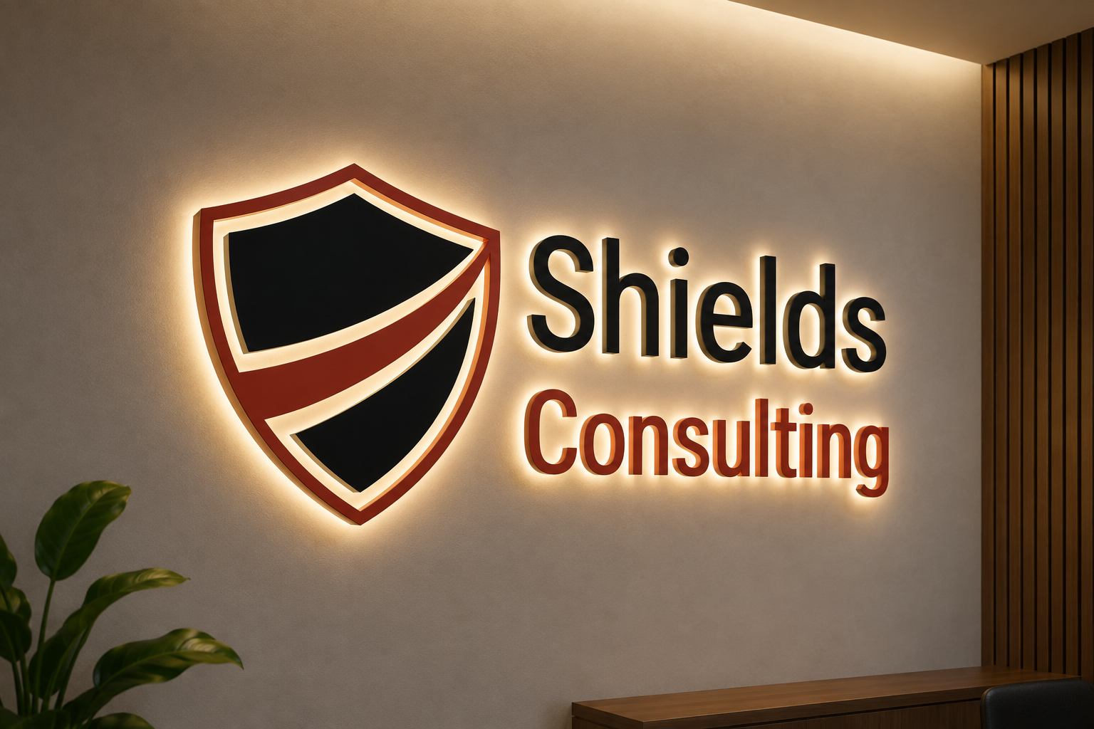 Shields Consulting- 3D Metal Backlit - 40inches wide