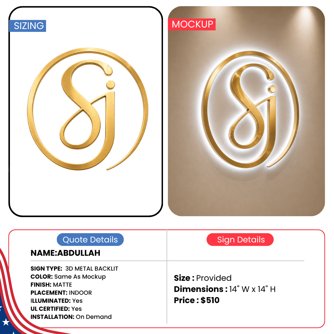 E-PLATED 3D METAL BACKLIT SIGN - Abdullahi Yasin - TheLibertySigns