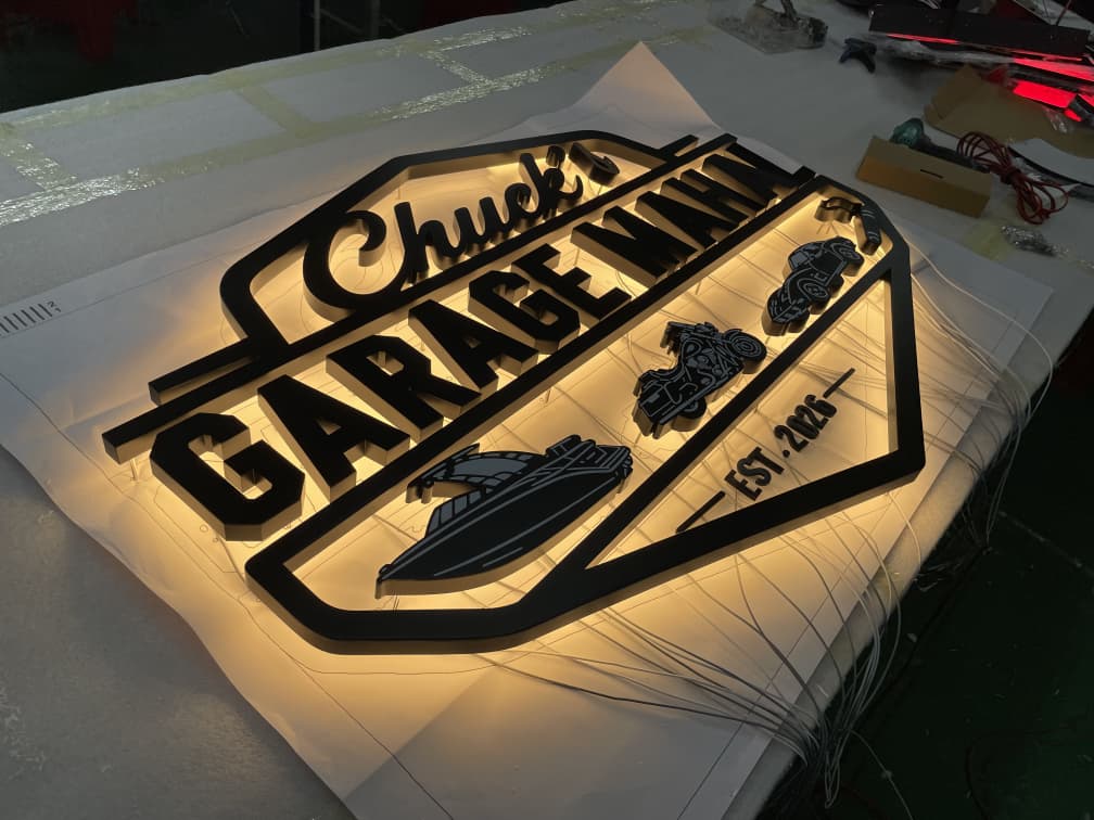 3D METAL BACKLIT GARAGE SIGN - Robyn Hatley - 2 - theLibertysigns