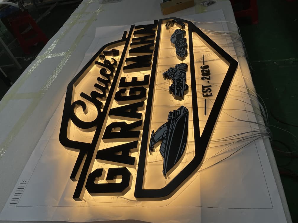 3D METAL BACKLIT GARAGE SIGN - Robyn Hatley - 2 - theLibertysigns