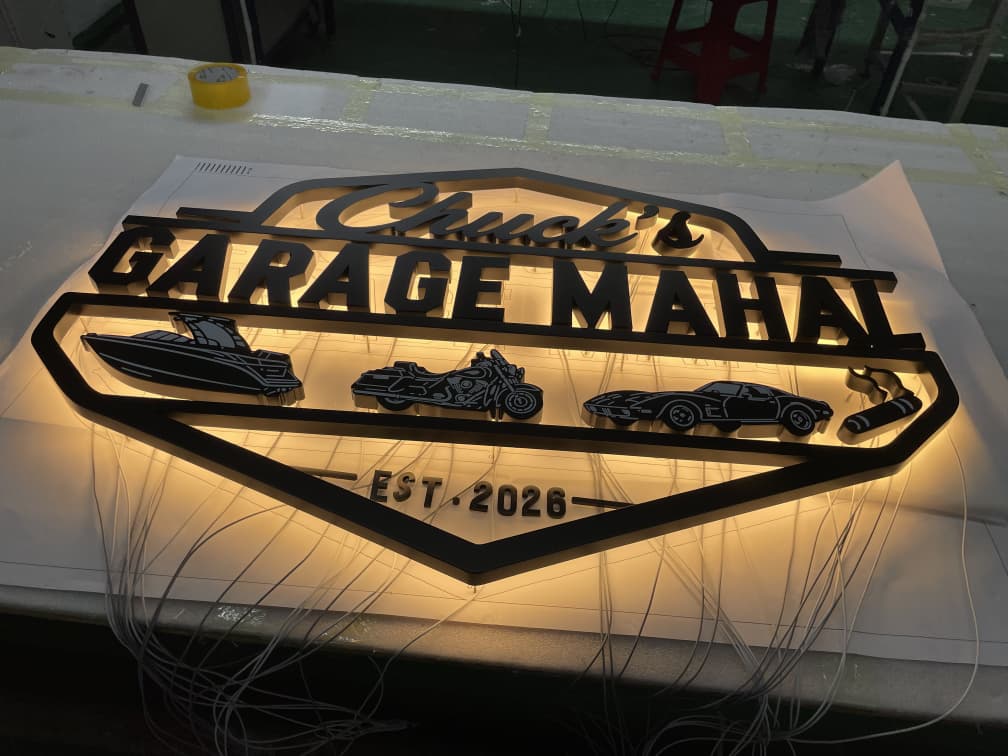 3D METAL BACKLIT GARAGE SIGN - Robyn Hatley - 2 - theLibertysigns